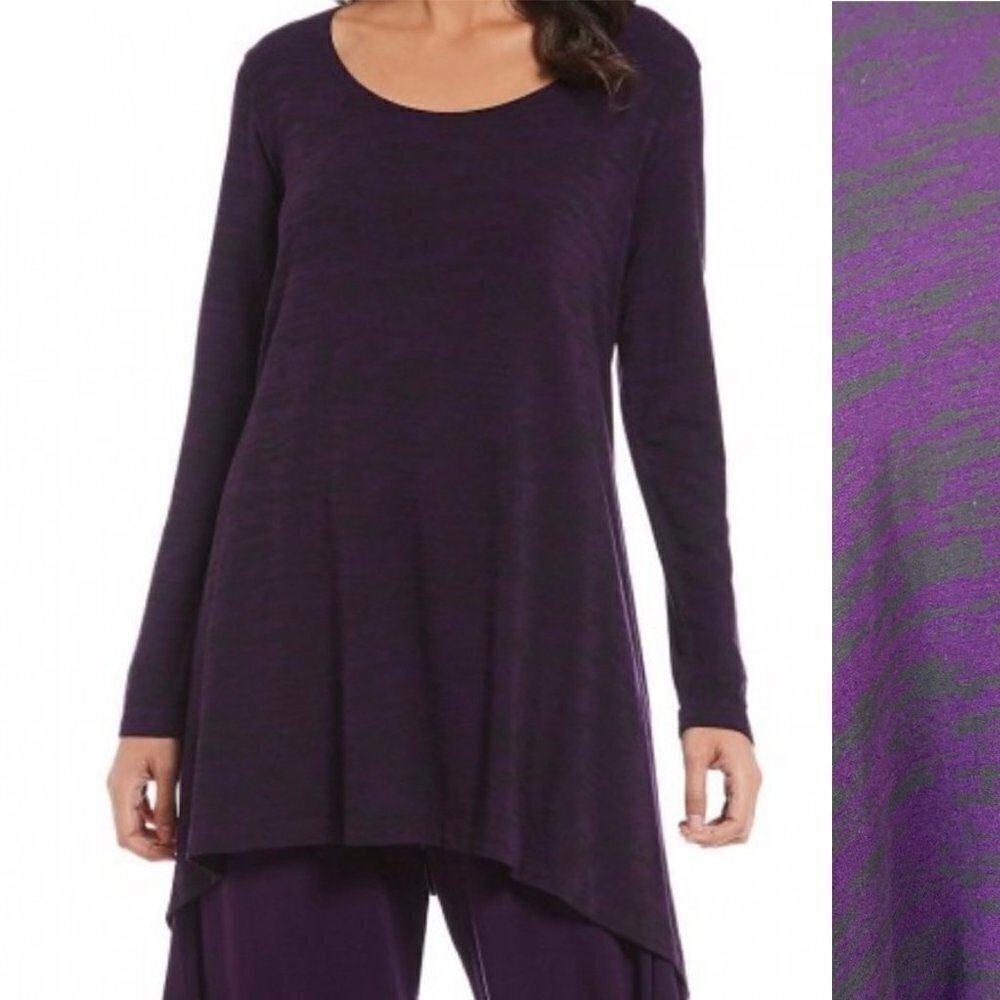 Bryn Walker Chester tunic top Purple Space Dye lagenlook Size S Oversized